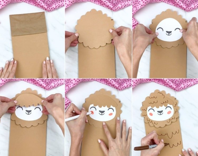 Gör en papperspåse till en söt lama