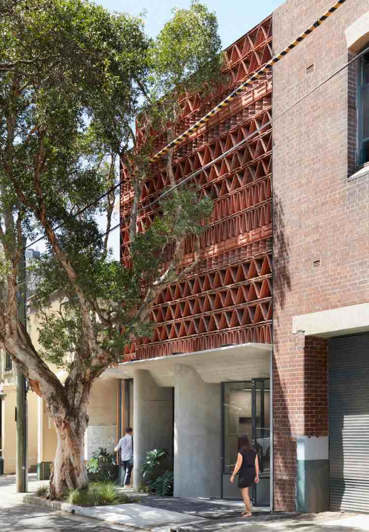 gammalt takplattor återvinning arkitektur exteriör fasad konstruktion projekt kontorsbyggnad återvinning material Australien