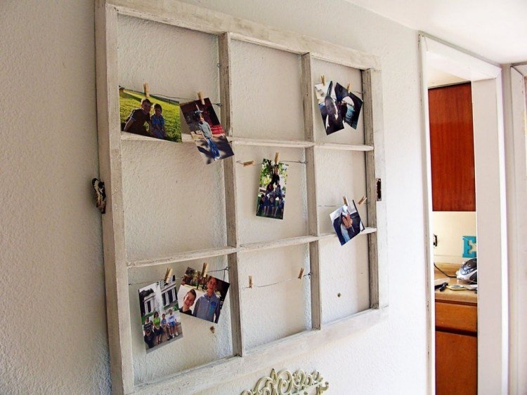 gamla-fönster-dekoration-mini-klädnypor-bilder-foton-kort-vägg-dekoration-pins