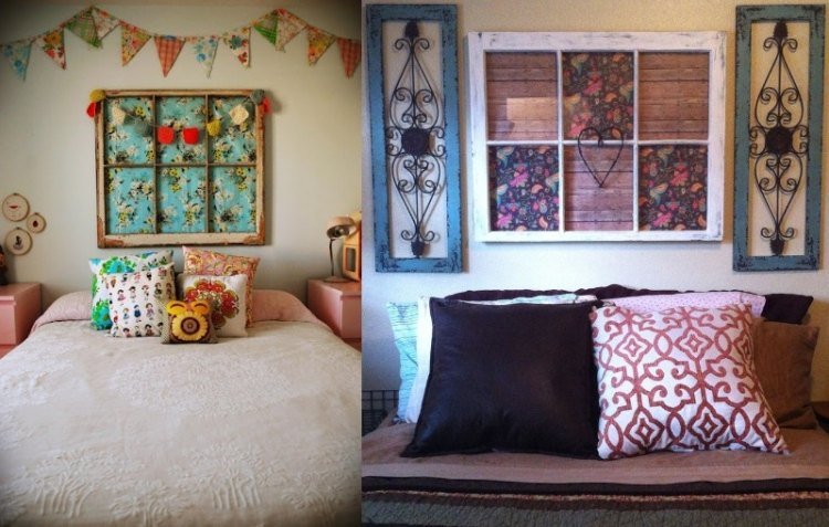gammalt fönster-dekoration-vägg-dekoration-färgglatt-täckt-tyg-färgat-mönstrat-kudde-blommigt