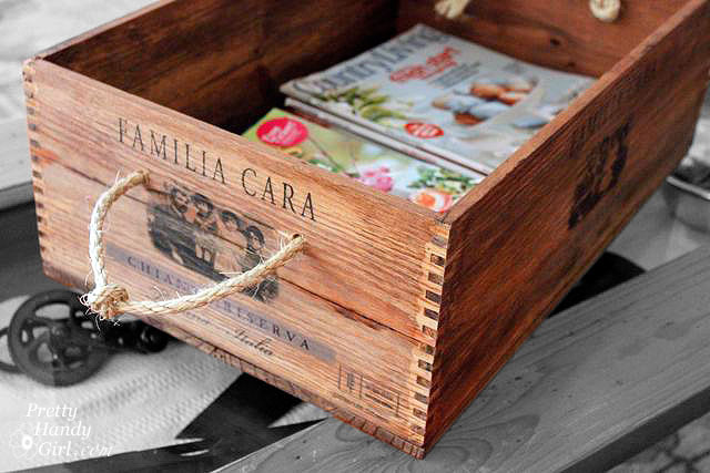 Använd trävinlådor för att lagra tidningar
