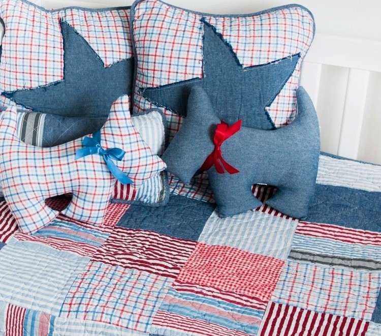 gamla jeans-återvinnings-täcke-kuddar-hundar-form-stjärnor