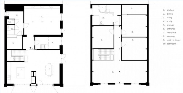 modernt hus som en vagn skjul planlösning