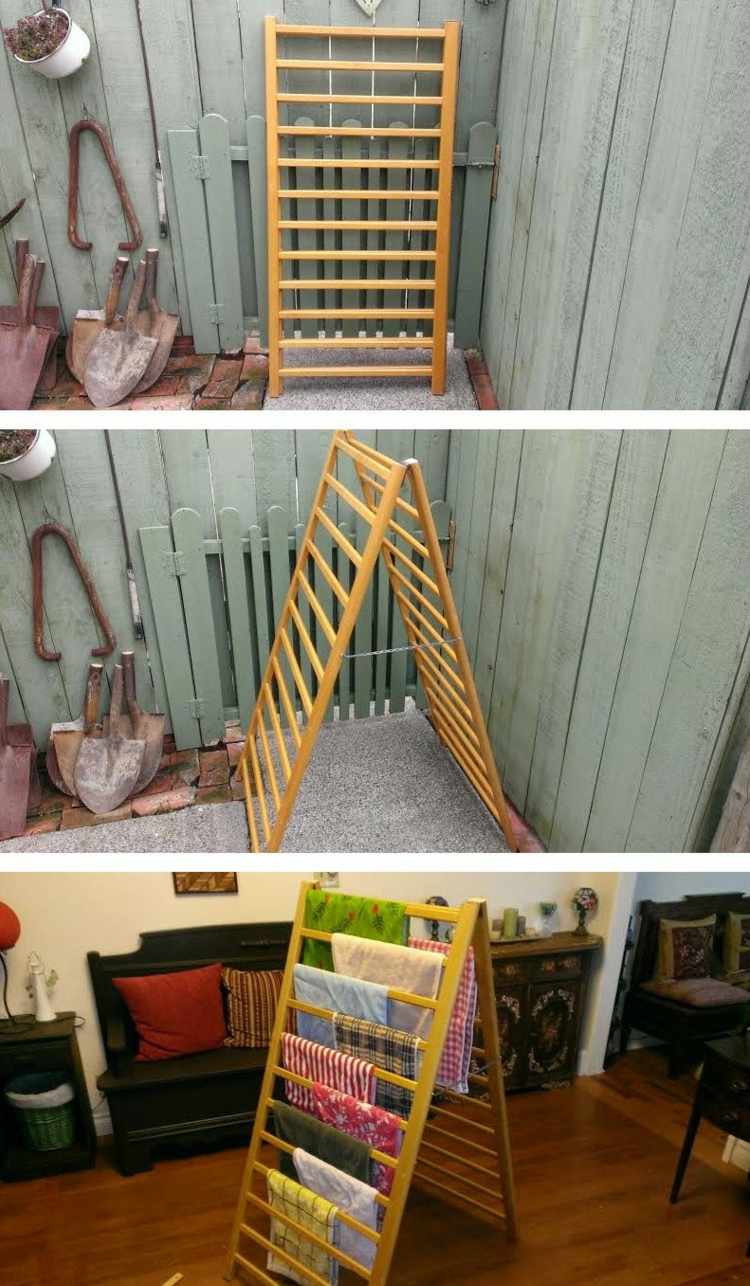 gammal baby säng kläder rack trä idé lätt DIY