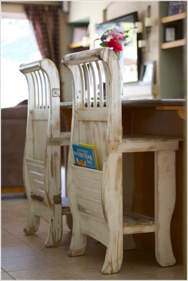 gammal barnsäng återvinning köksstolar shabby chic