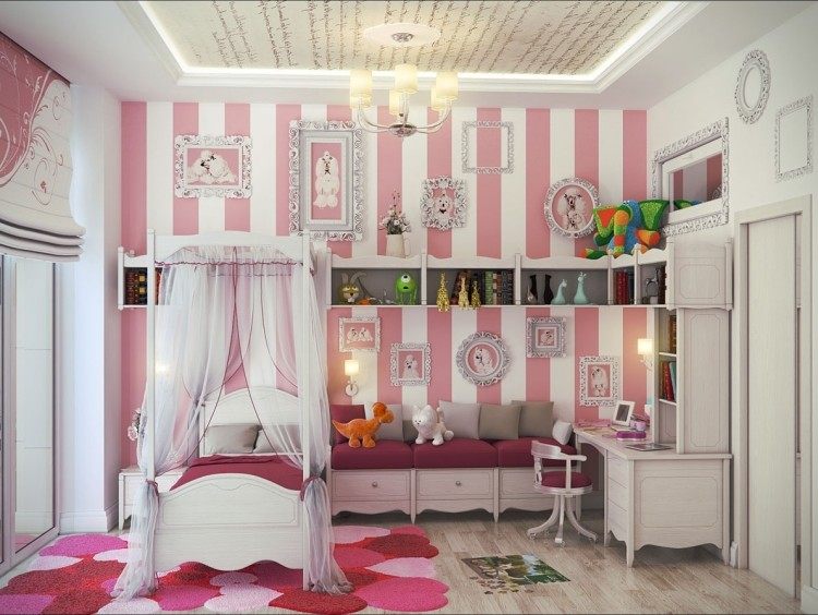 skumma-rosa-vägg-måla-barnrum-flicka-prinsessa-ränder-vit-deco