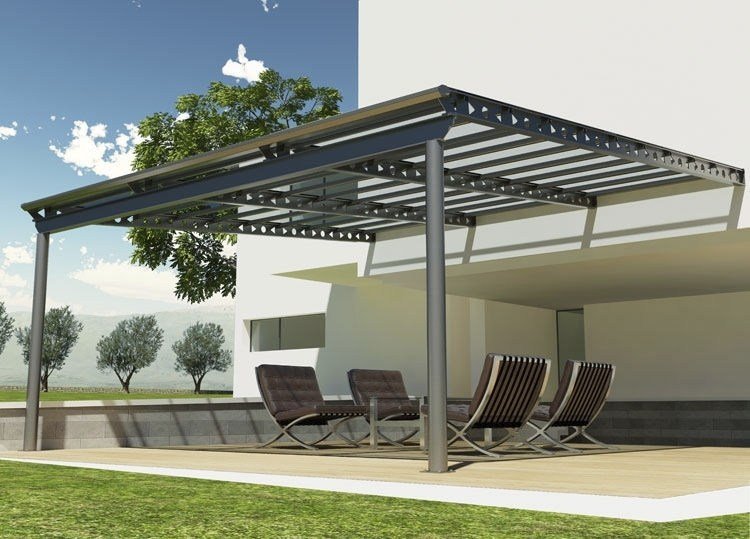 aluminium-terrass-takläggning-väderskydd-modern-grå-möbel-landskap