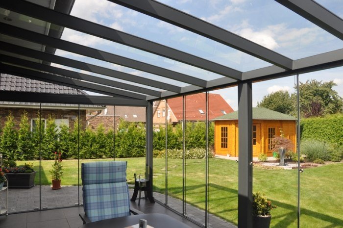 Aluminium terrass takläggning-trädgård skjul-billig-väggmontering-transparent