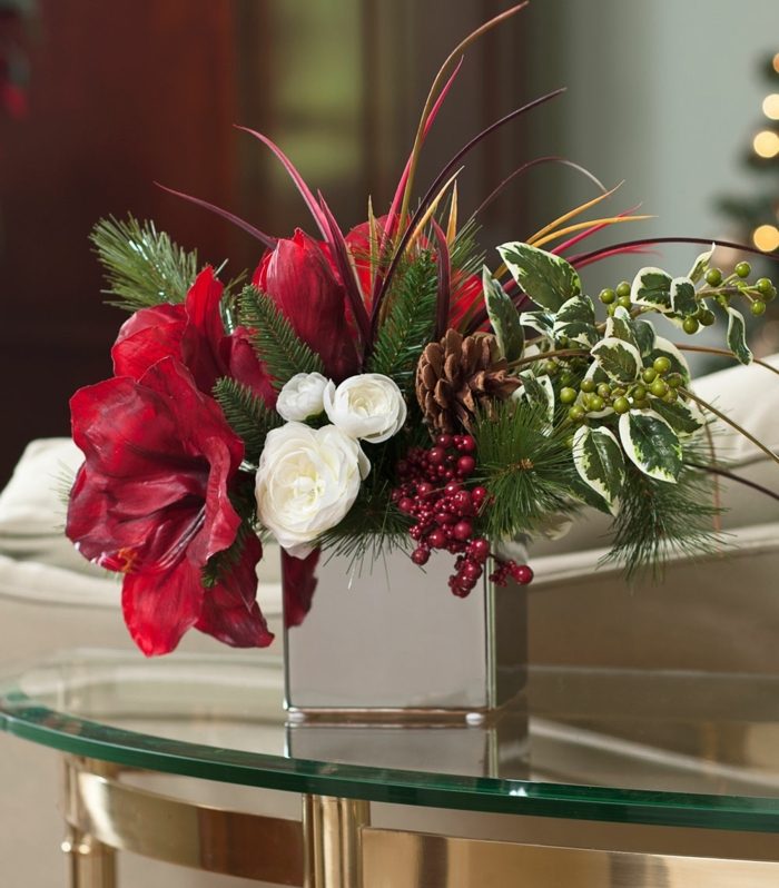 Ordna blommor bordsdekorationer firar jul