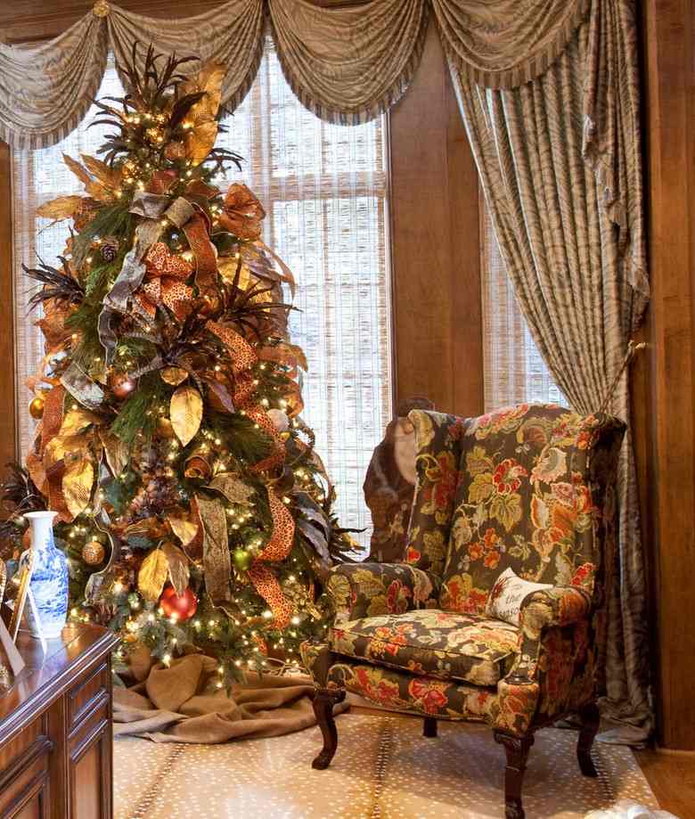 Amerikansk-jul-dekoration-tyg-krans-klassisk-dekorera