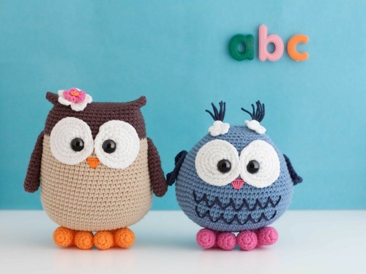 Amigurumi virkade uggla-tinker-tyg-söt-uppstoppade djur-gåva idé
