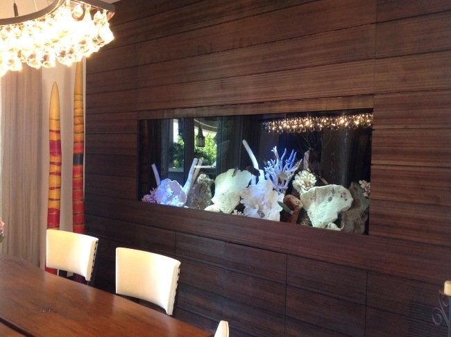 akvarium vägg integrerad dekoration korall trä väggbeklädnad
