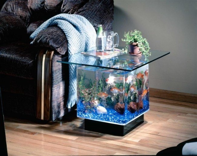 akvarium designer idéer sidobord glas konstgjord