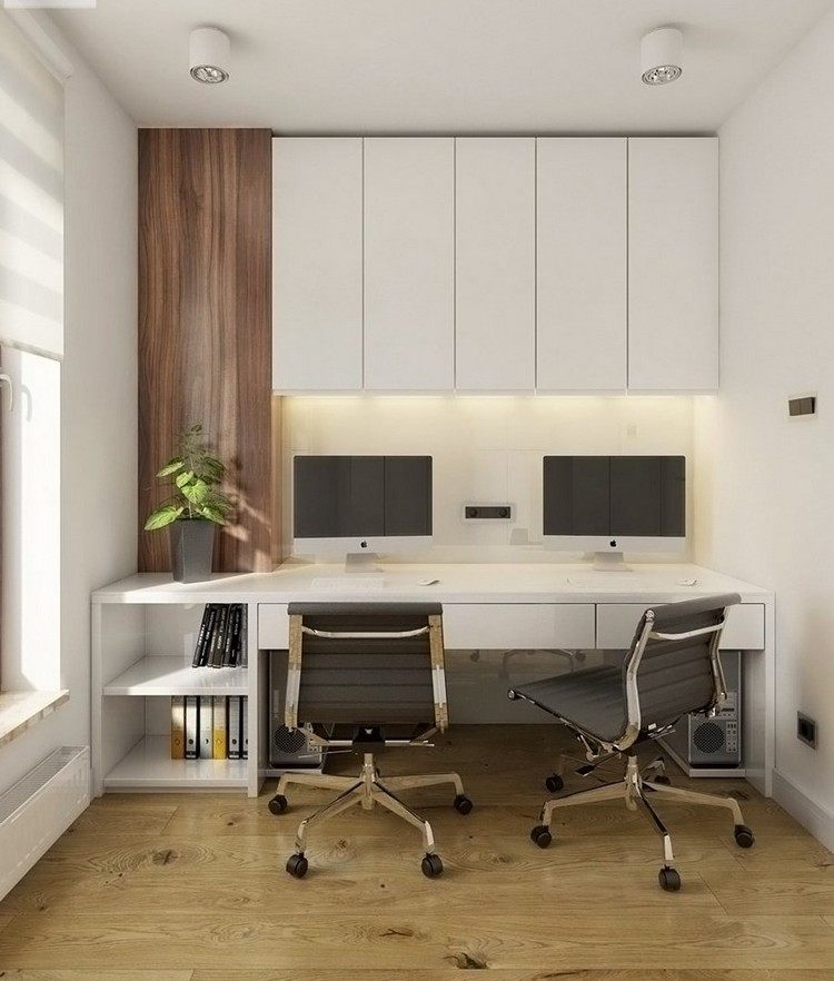 arbete-från-hemmet-design-arbets-området-vita-skrivbord-topp-skåp-led-remsor