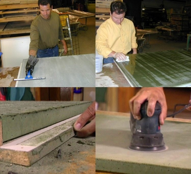 Bänkskiva-betong-kök-gör-det-själv-instruktioner-slät-polerad-ta bort-ram