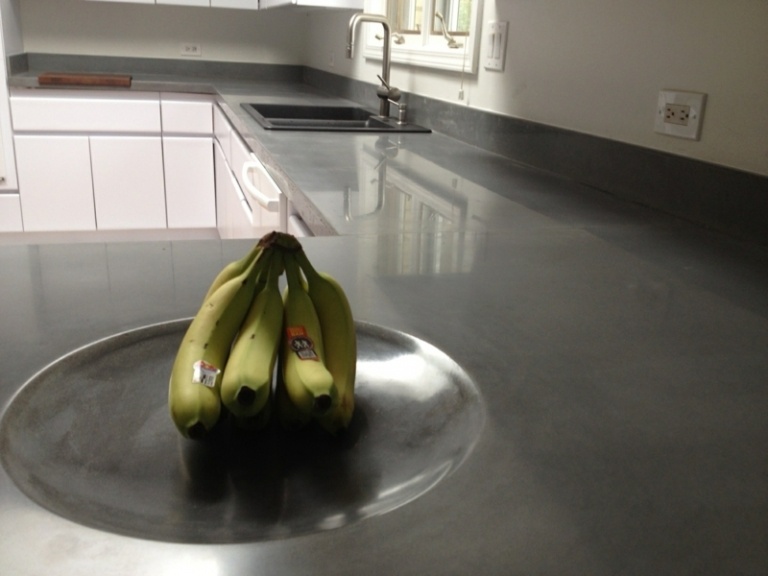 bänkskiva betong look inbyggd skål frukt högglans kök original