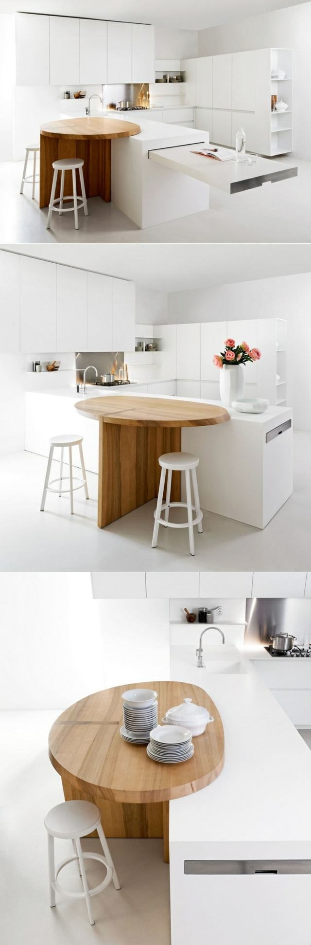 Kök runt ön bänk vit utrustat kök modernt minimalistiskt