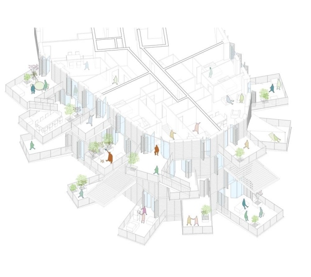 modern galenskap-nytt bostadsområde Projekt 12-bostadshus Montpellier