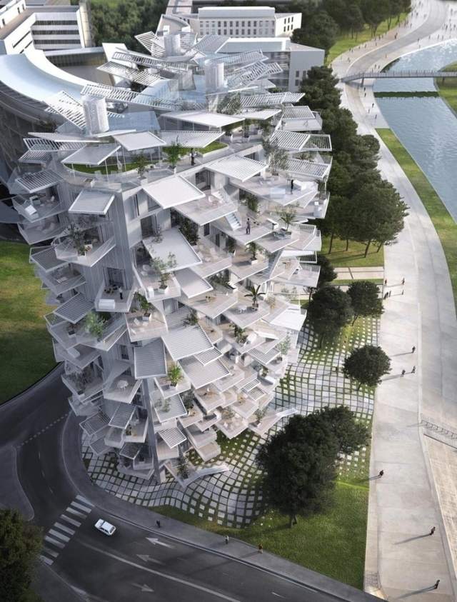 Montpellier nya bostadsområde fujimoto bostadstorn lägenheter med havsutsikt