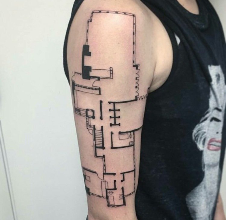 tatueringsmotiv arkitektur-planritning-hus-design-original-överarm