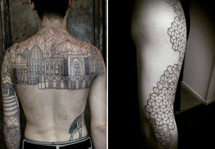 tatueringsmotiv-arkitektur-utarbetad-rygg-design-axlar-överarm-byggnad-stadshistorisk