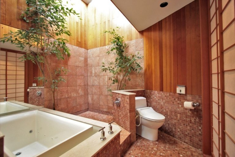 asiatisk-vägg-design-badrum-idéer-trävägg