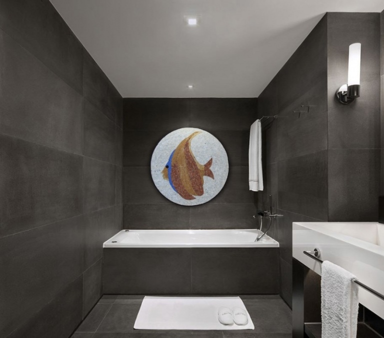 asiatisk-vägg-design-fisk-bild-rund-granit-kakel