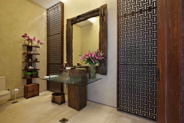 asiatisk-vägg-design-trä-skärm-badrum