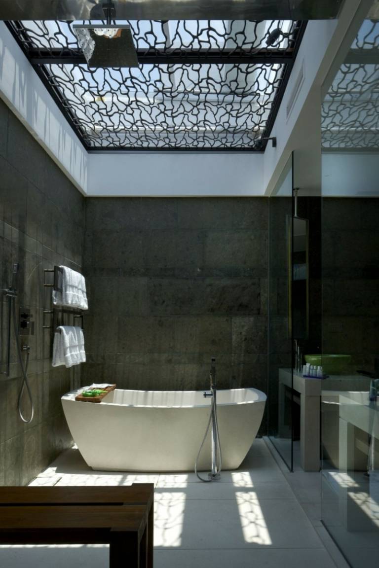 asiatisk väggdesign grå kakel sten tak design original