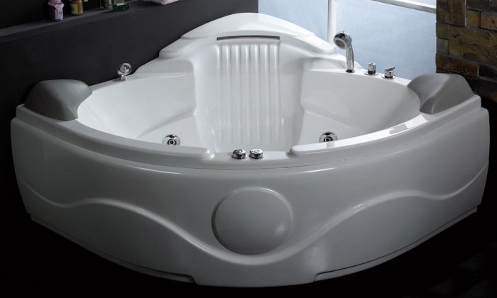 eago-hörn-badkar-bubbelpool-funktion-två-sits-futuristisk-design