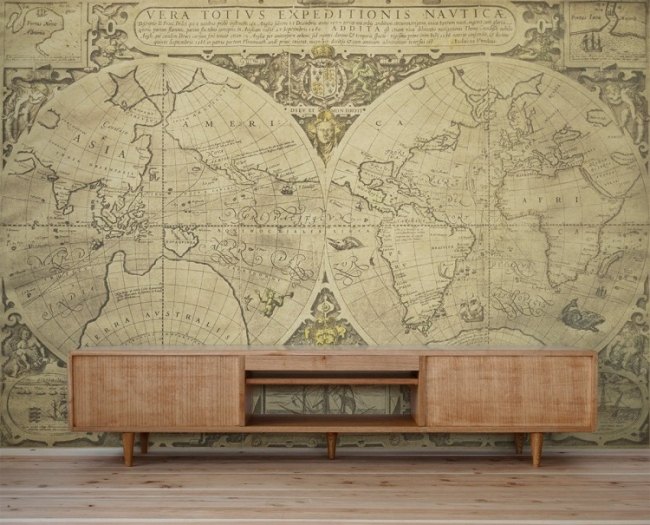 Pixers vägg retro tapeter-vintage look-världskarta
