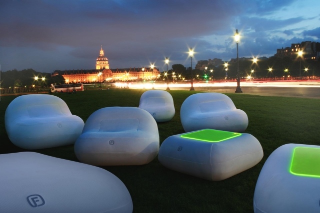 Uppblåsbara möbler LED -belysning Fugu Frankrike