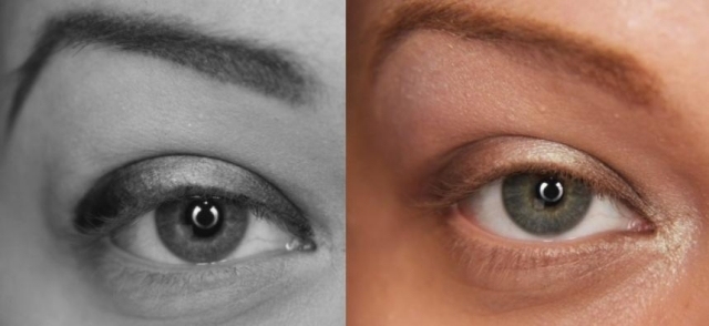 Smink Make-up ögonskugga betonar ögonets yttre hörn