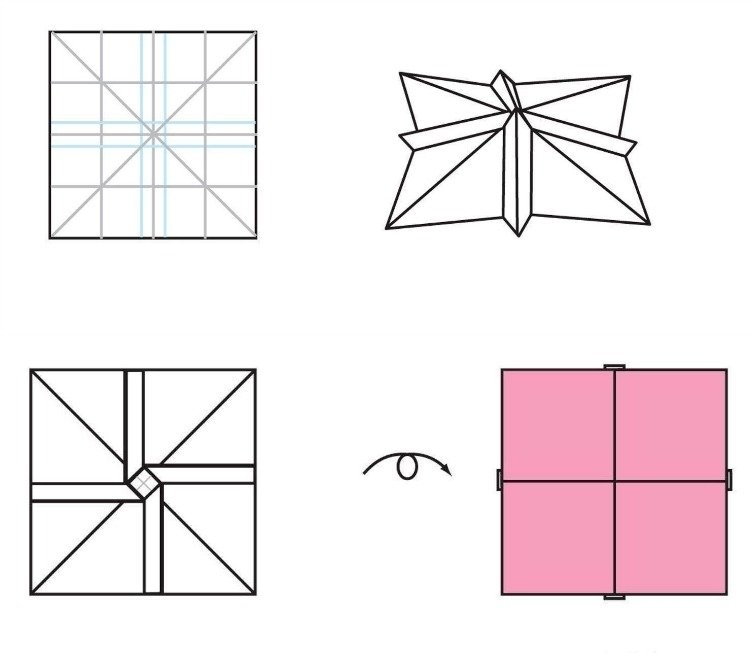Geldschie-vik-blomma-origami-ros-instruktioner-papper-steg