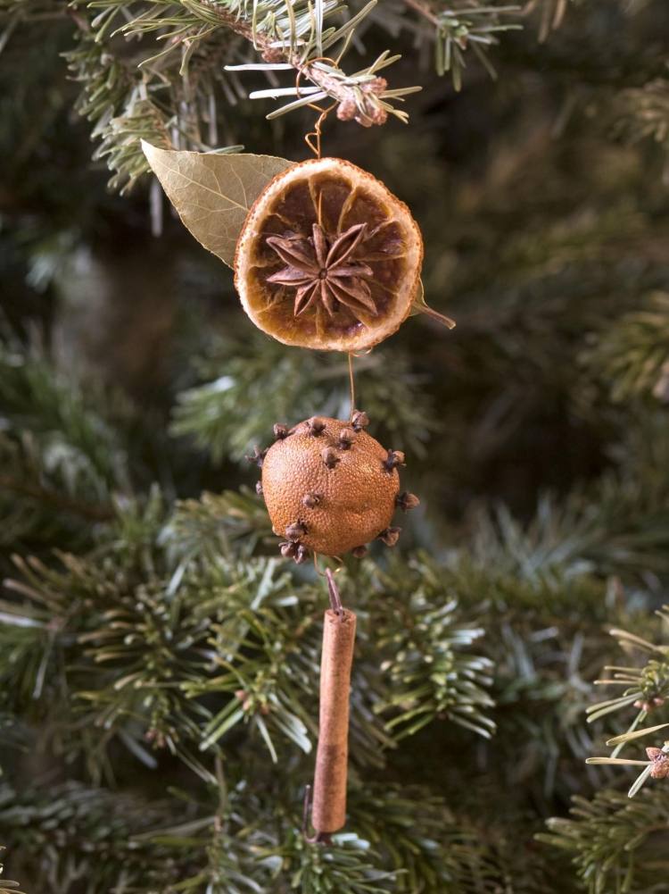 Juldekorationer-gör-det-själv-gör-naturmaterial-kanel-apelsin-skiva-kryddnejlika-häng-upp-julgran