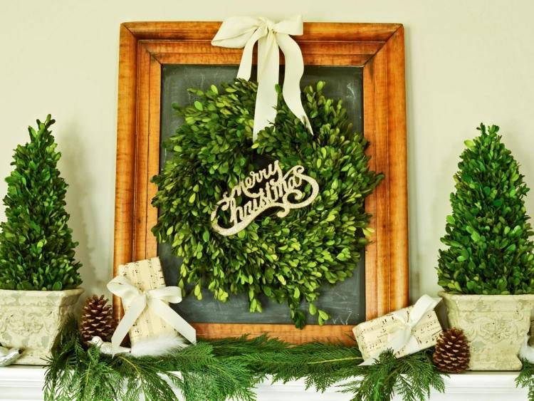 jul-dekoration-gör-det-själv-naturmaterial-kreativa-krans-låda-träd-kottar-gran-grenar-ram-gamla