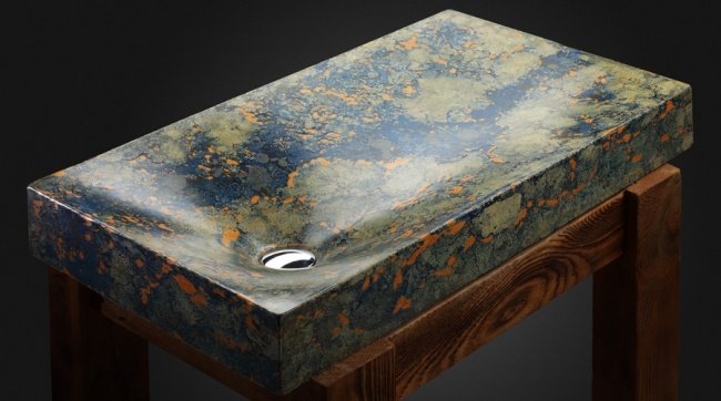 Naturinspirerade badrumsmöbler handfat-betong pietra danzare-jorden sett från rymden