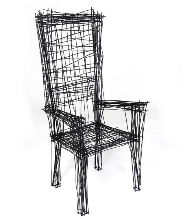 Trådskulpturer ritade möbeldesign stol Jinil Park