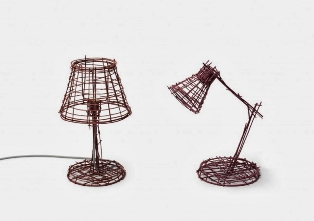 bordslampa lampskärm-Drawing-serien röd ståltråd