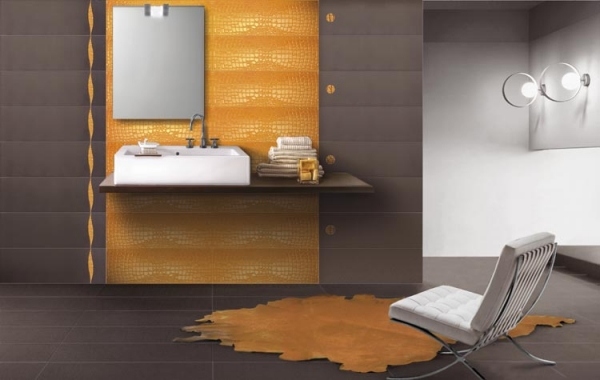 Väggplattor för badrumsavlastning settecento orange brun