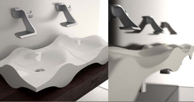 handfat-badrum-design-innovativ-vit-våg-dubbel-handfat