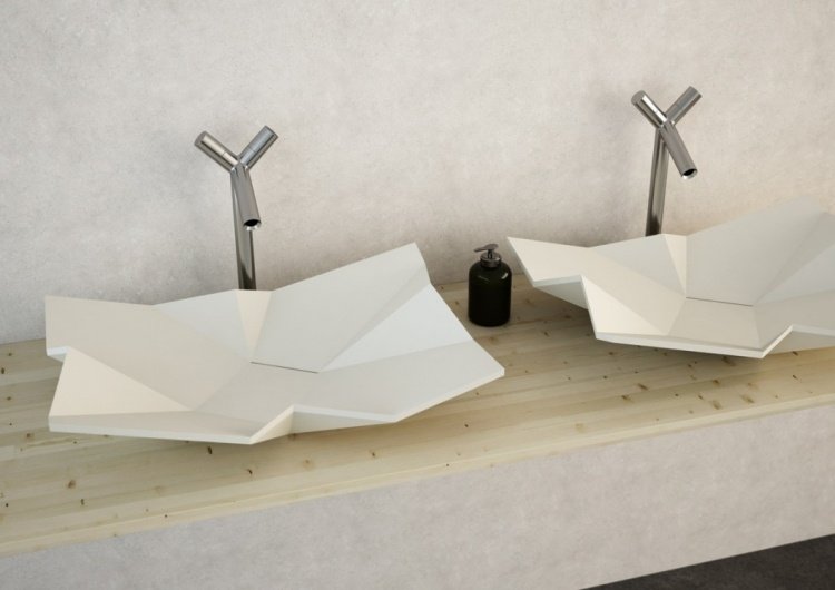 Tvättställsdesign -innovativ-origami-vit-handfat-kran