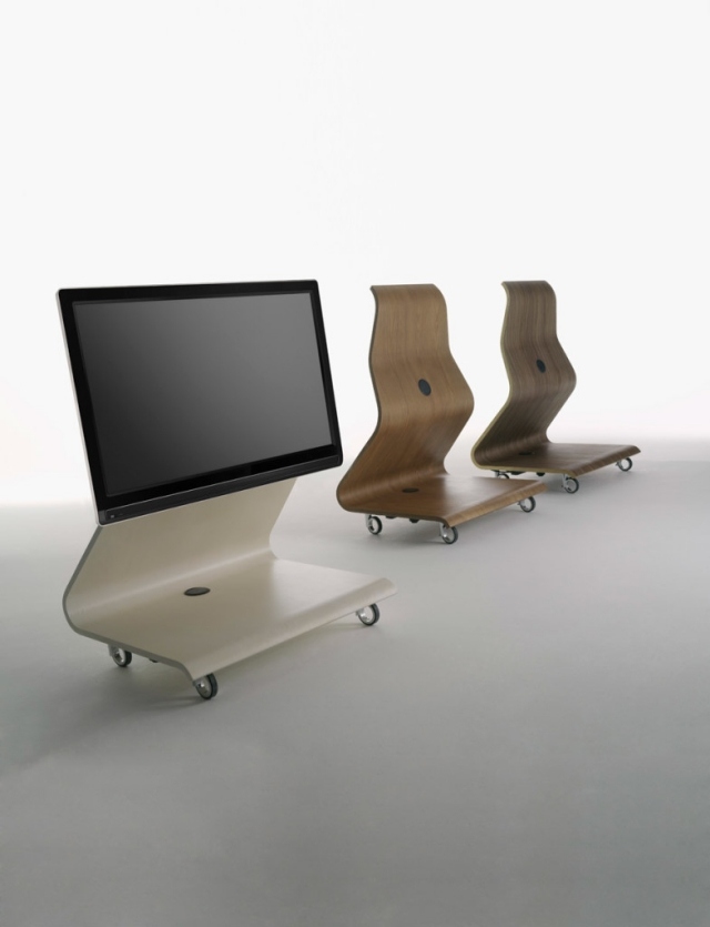 plattskärms -tv möbler design tv -stativ plywood formad