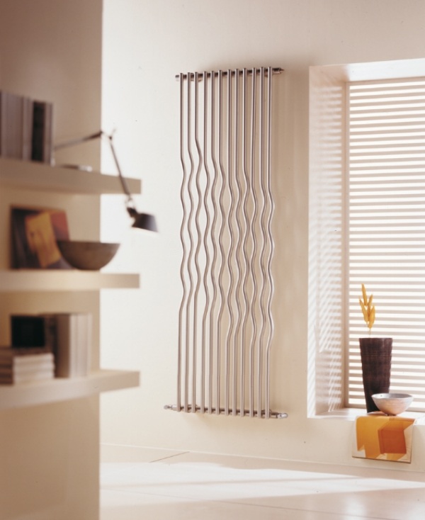 Uppvärmning badrumsteknik modern inox rio wave optik vertikal design