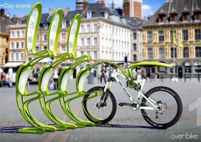 Cykelställ-design-med-regnskydd-praktiska förvaringsmöjligheter