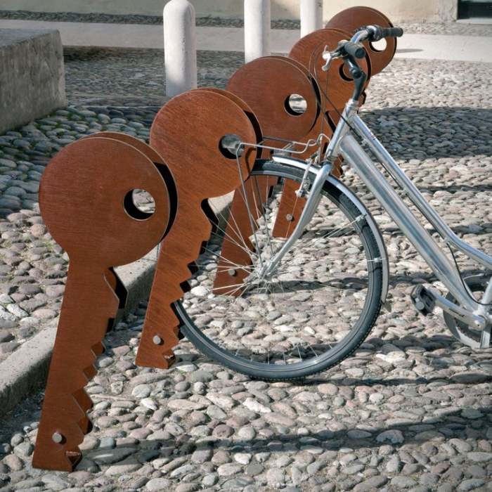 Encykel-stativ-cykel-stativ-design-gjord av galvaniserat stål-nyckel-golvmontering