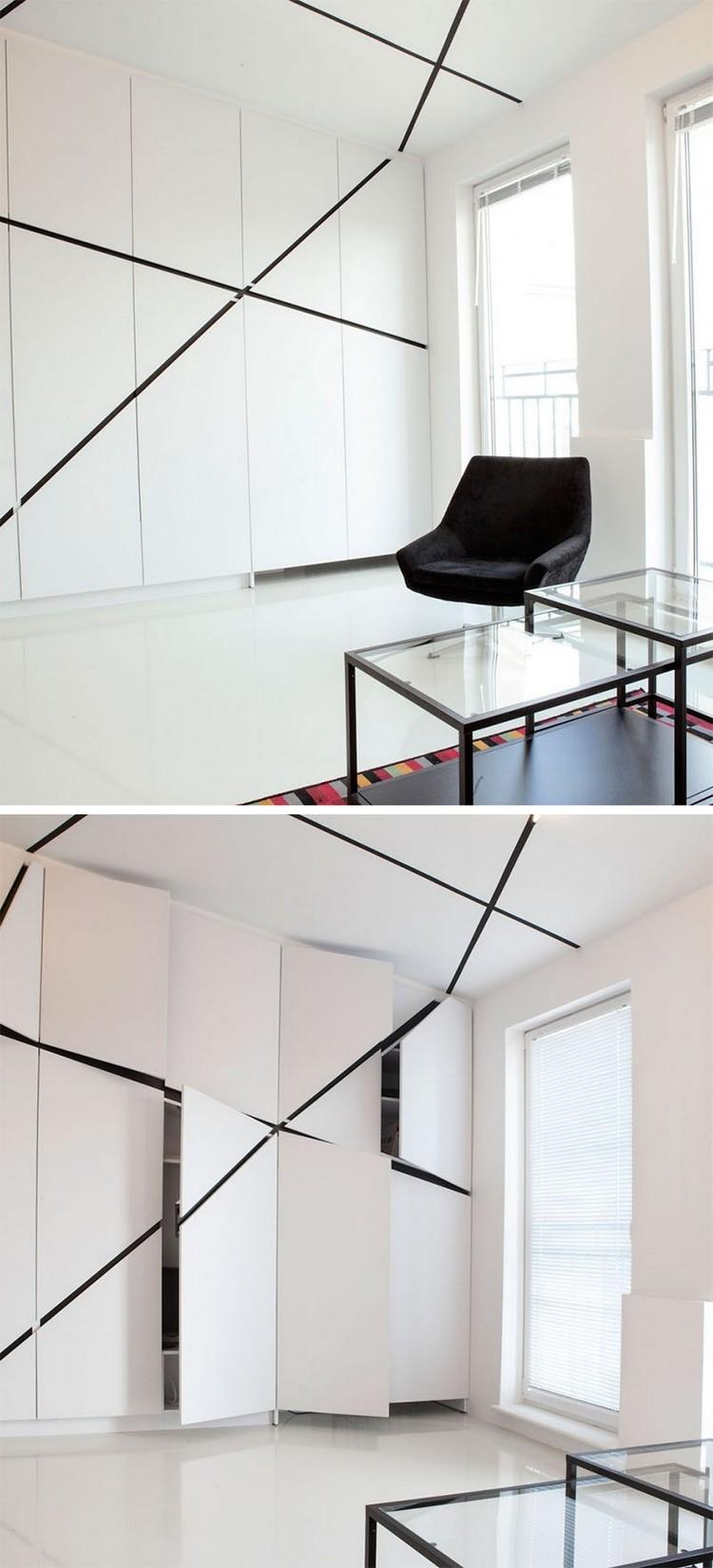 Skåpdörrdesign ovanlig-minimalistisk-interiör-svarta ränder