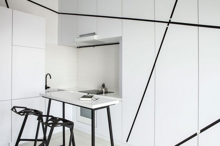 Skåpdörrar design minimalistisk-vit-svart-kök-mili-mlodzi-ludzie