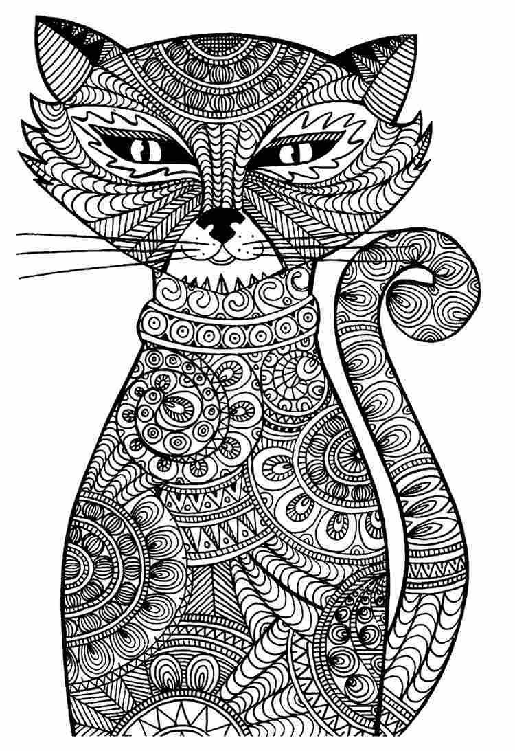 målarbok-vuxna-tryck-djur-katt-färgning