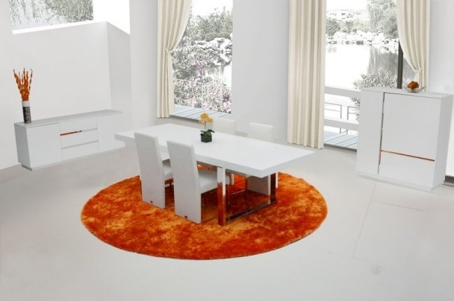 Vit bordsförlängningsbar design minimalistisk armanistark orange matta